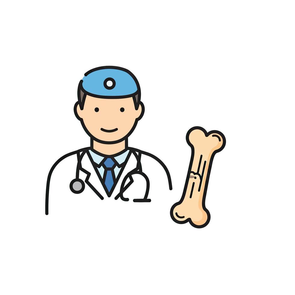 A doctor holding a bone in his hand vector