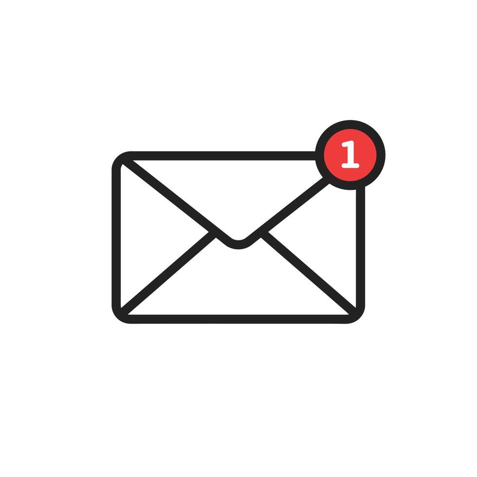 An email envelope icon with a red dot vector