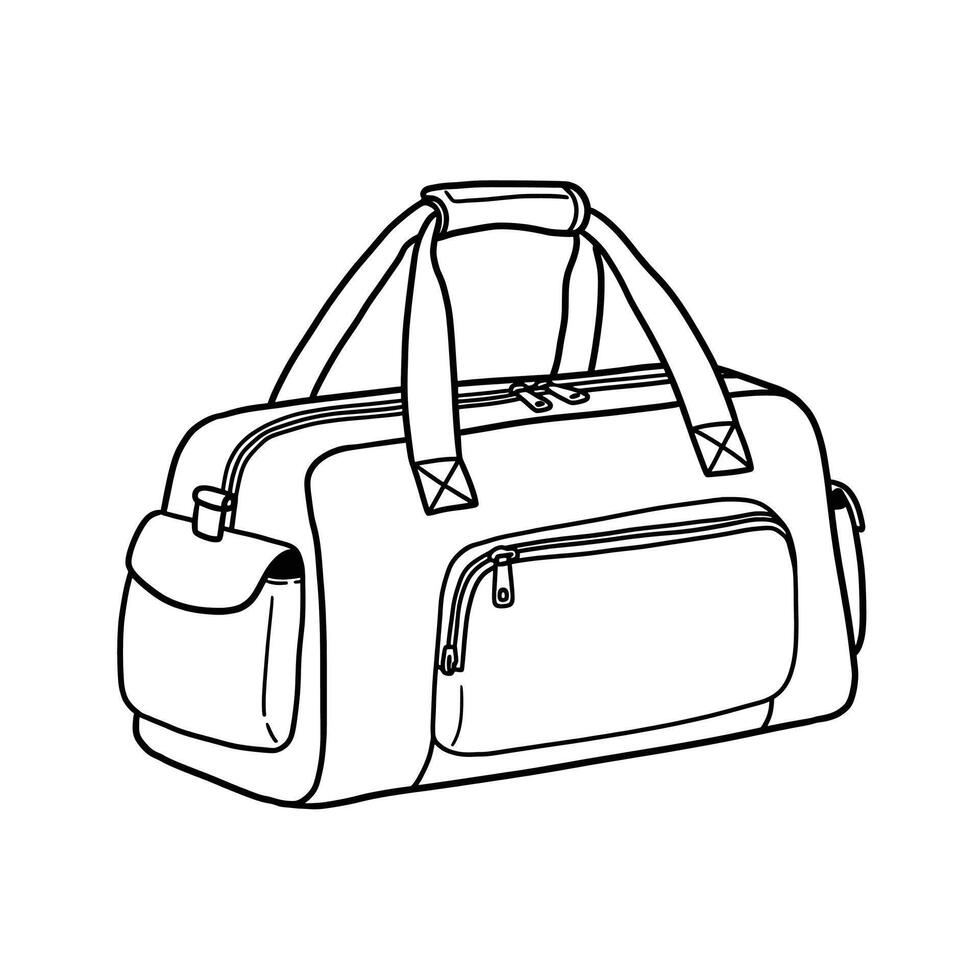A drawing of a duffel bag vector