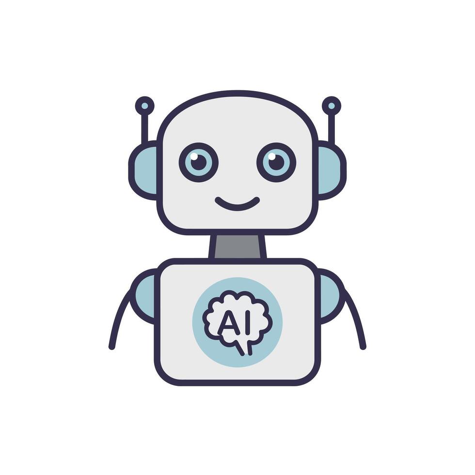 A robot with a brain icon on a white background vector