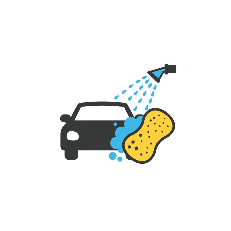 Car wash icon with sponge and water vector