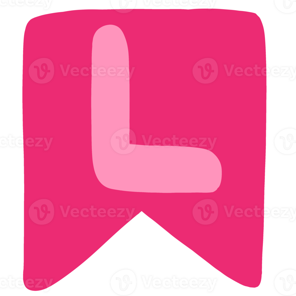 A pink flag with the letter L on it png