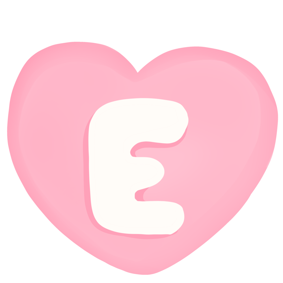 Heart with letter E on transparent background png