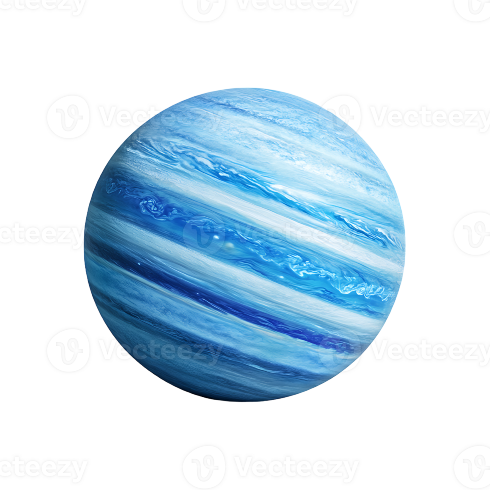 Planet jupiter with blue water and clouds png