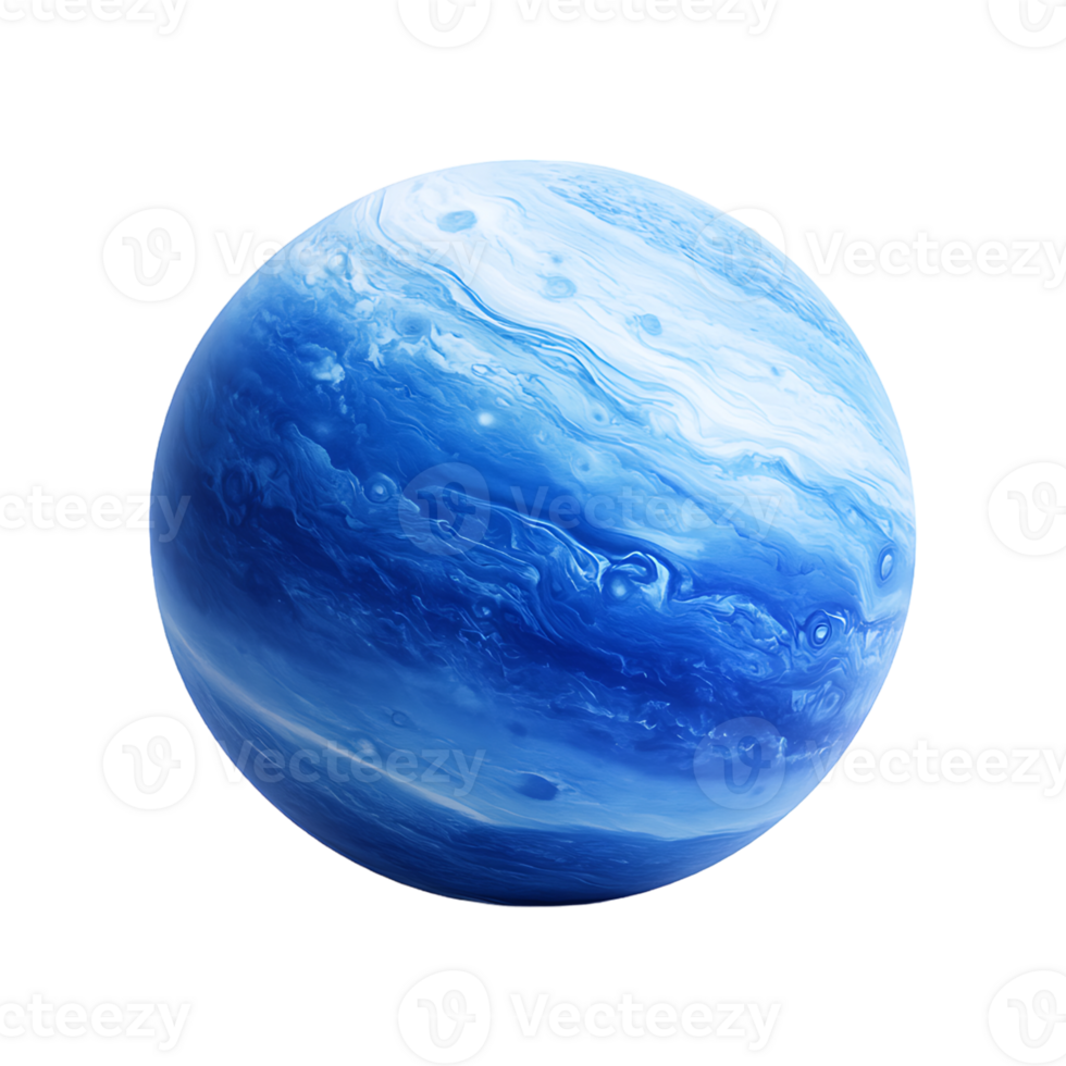 Planet jupiter with blue water on transparent background png