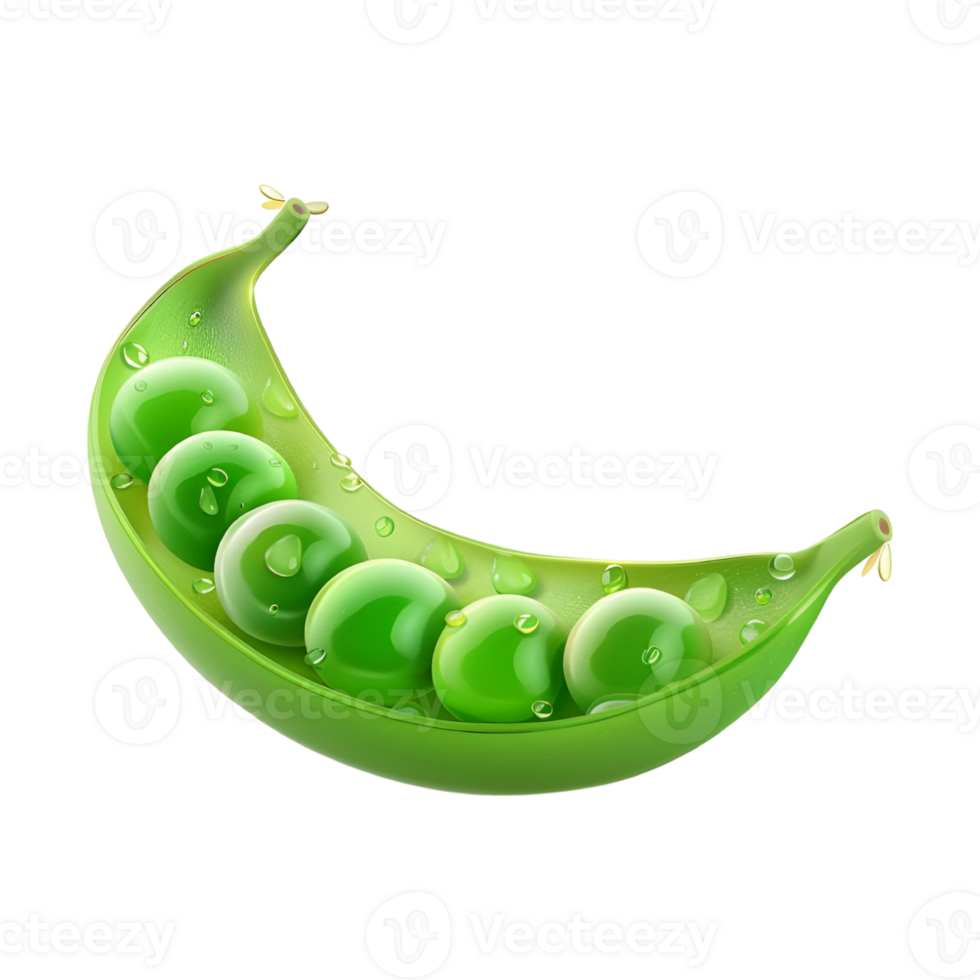 Realistic green peas in a pod on a transparent background png
