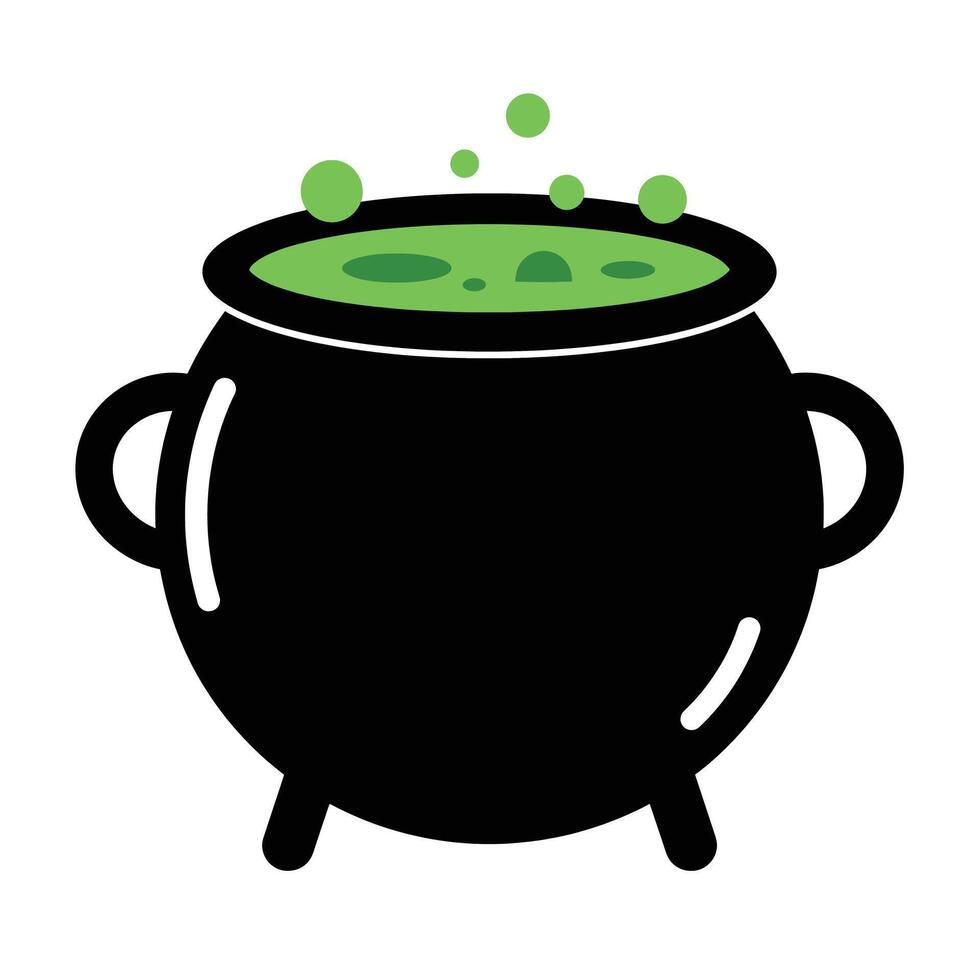 A black pot with green liquid in it vector
