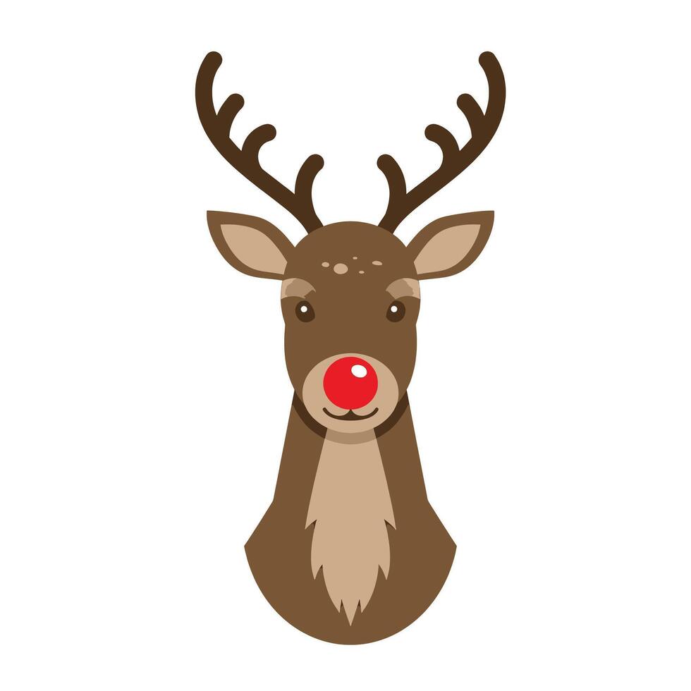 A reindeer head with red nose on a white background vector