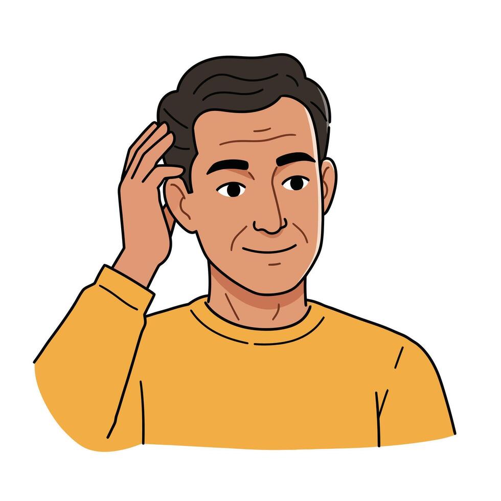 A man is holding his head and scratching his head vector