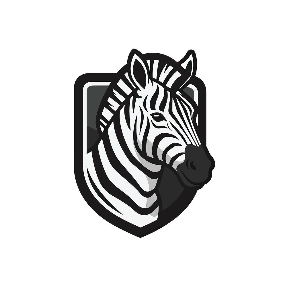 A zebra head in a shield logo vector