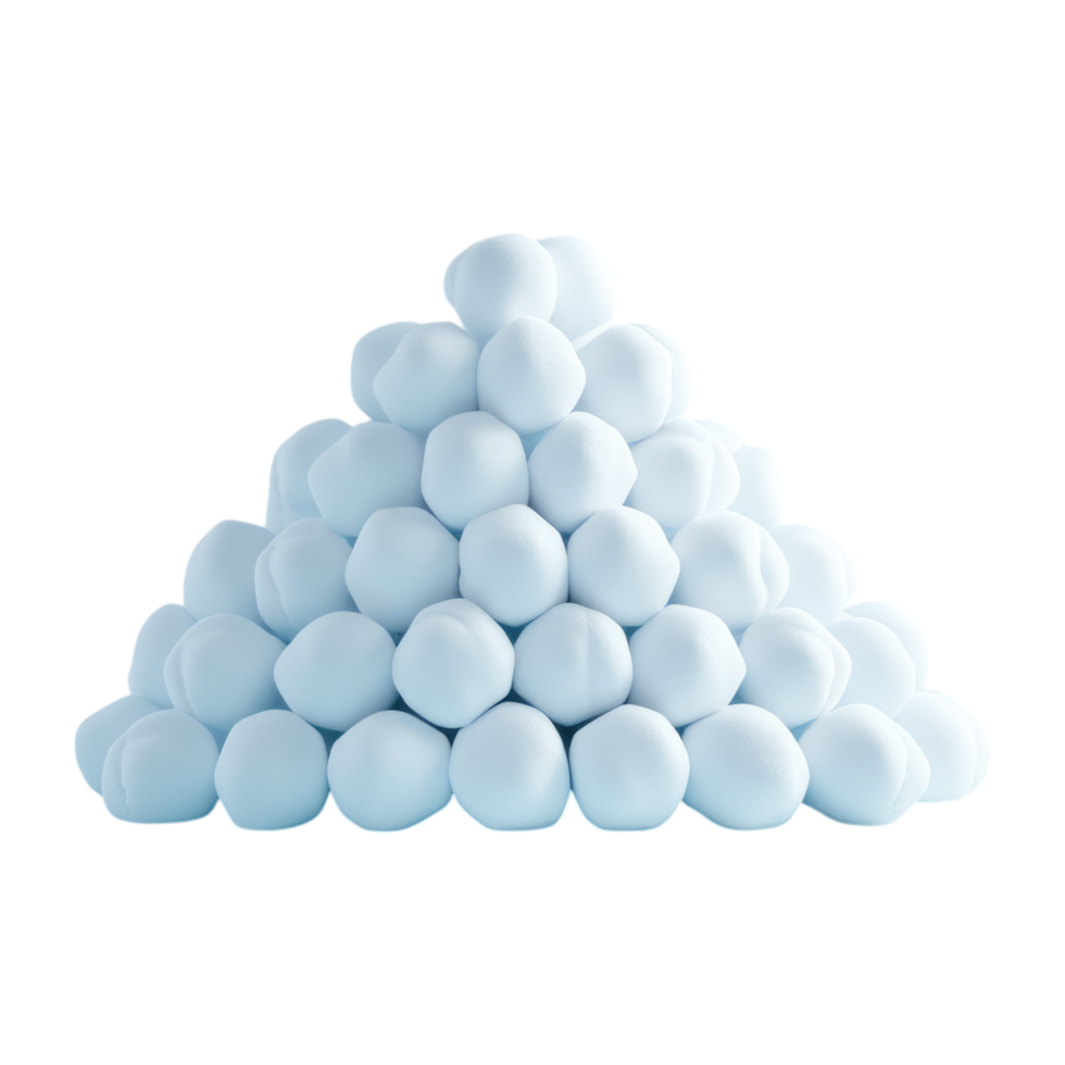 A pyramid of white balls on a transparent background png