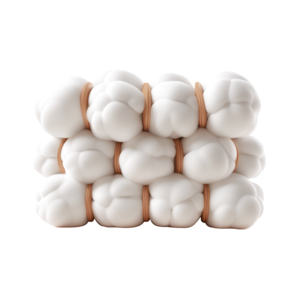 A stack of white cotton balls on a transparent background png