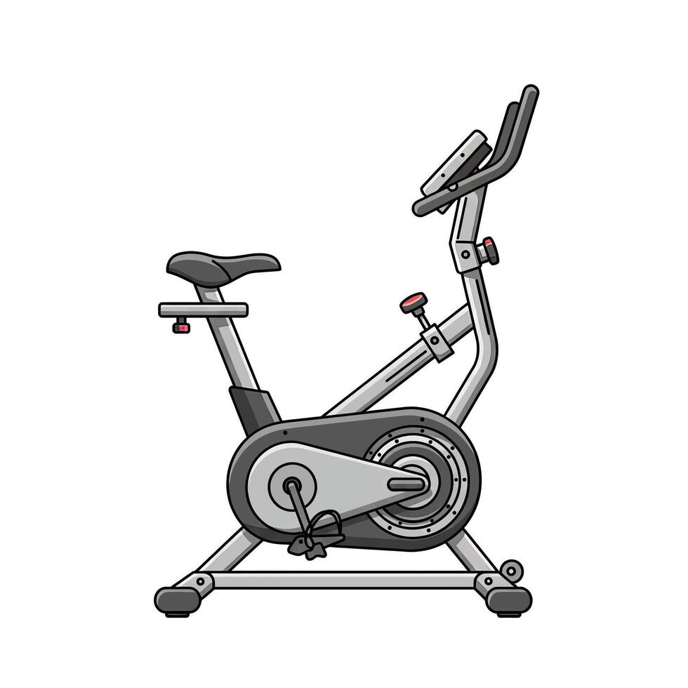 An exercise bike is shown on a white background vector