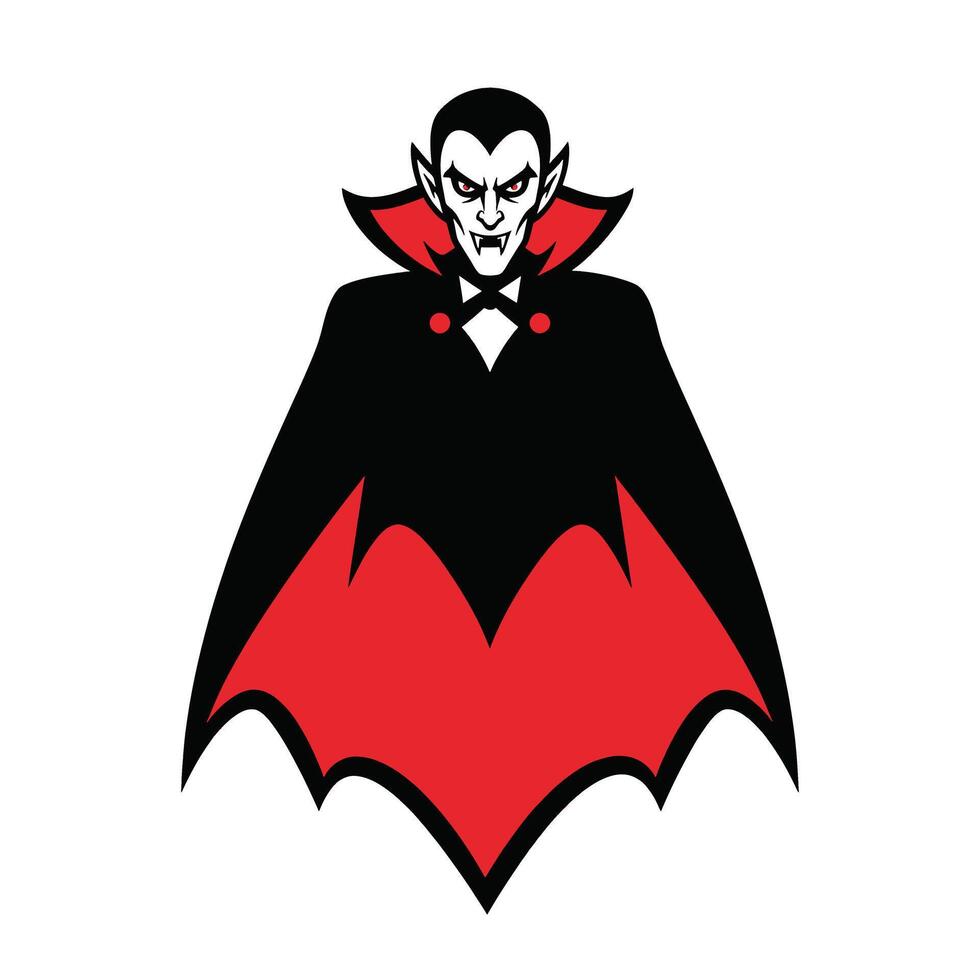 A vampire with red and black cape vector