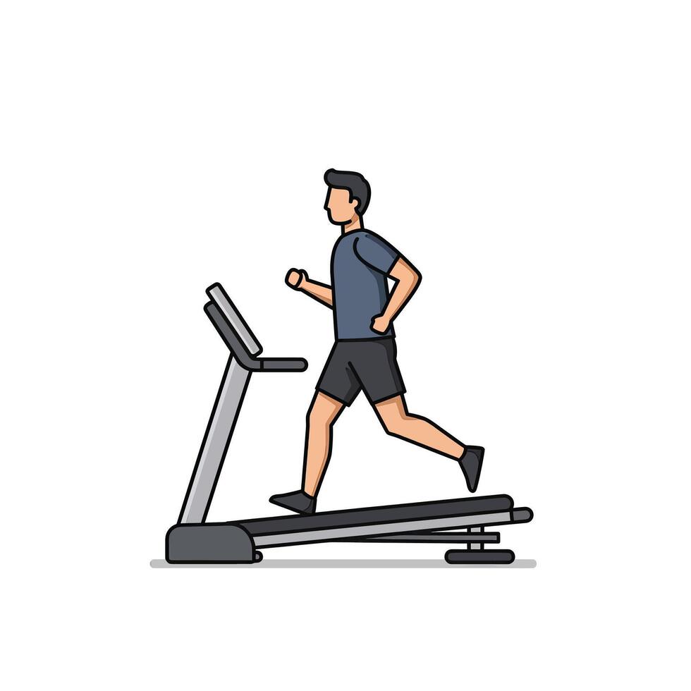 Man running on treadmill flat line icon vector