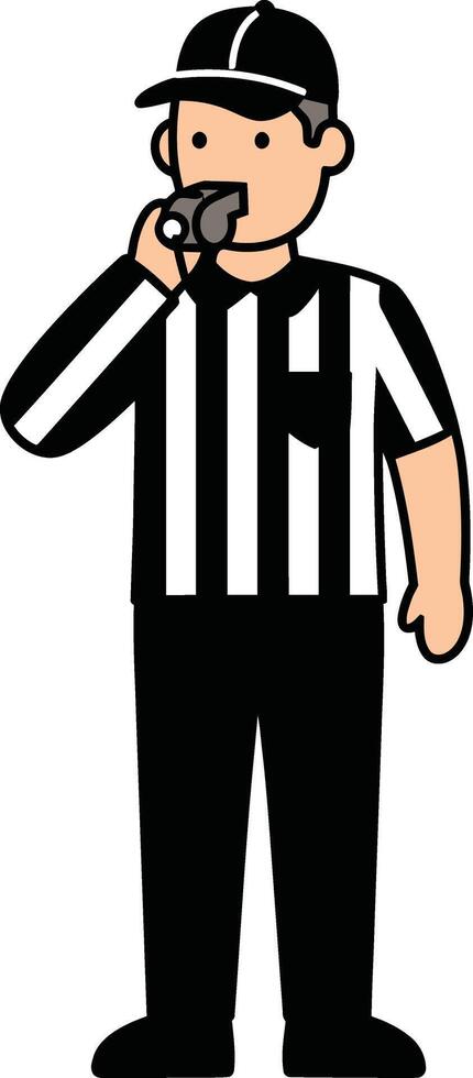 A referee is standing with his hand on his mouth vector