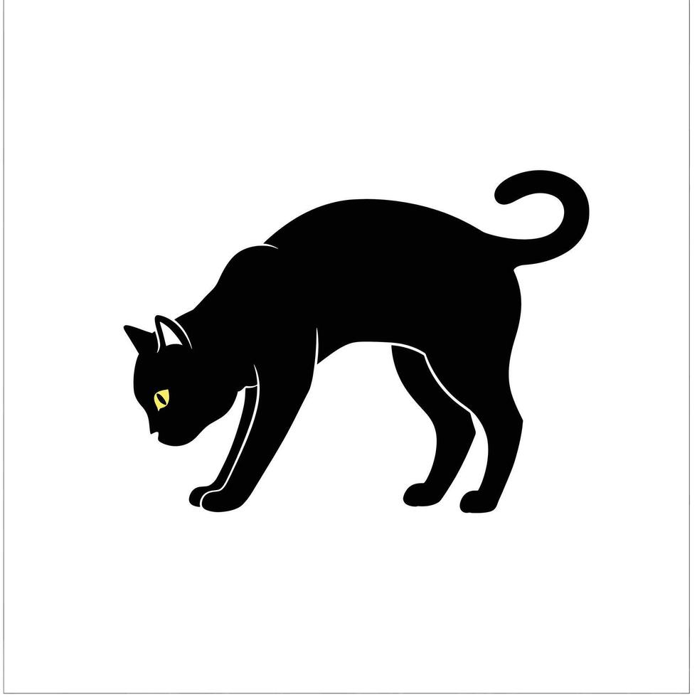 Black cat silhouette on white background vector