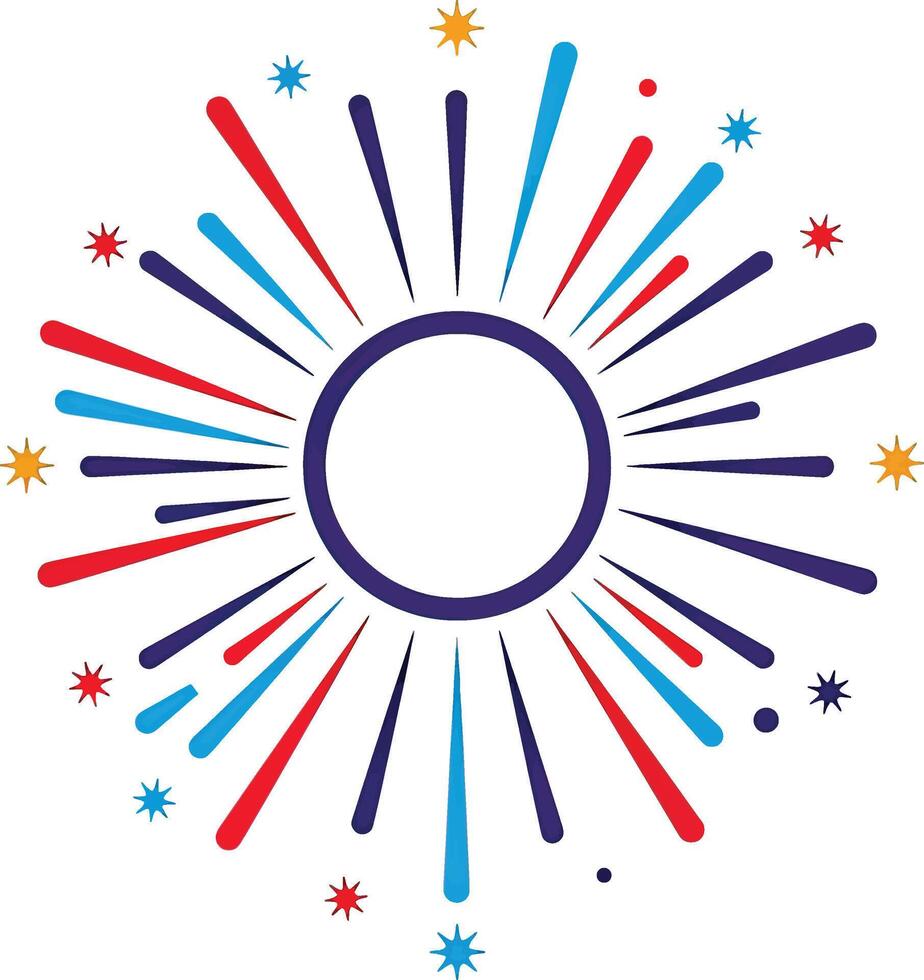 A colorful fireworks logo with a circle vector