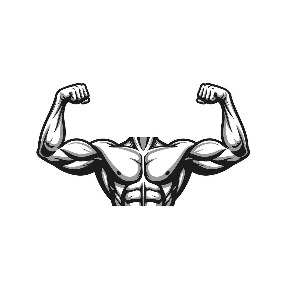 A muscular man with a black and white logo vector