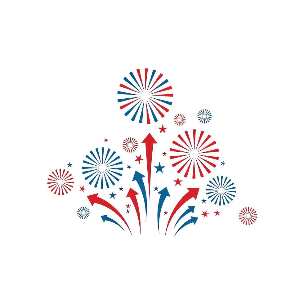 Beautiful Fireworks and Stars Are in the Air vector