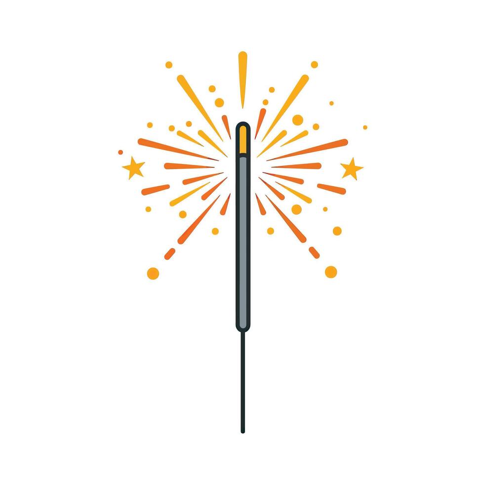 A sparkler is lit on a white background vector