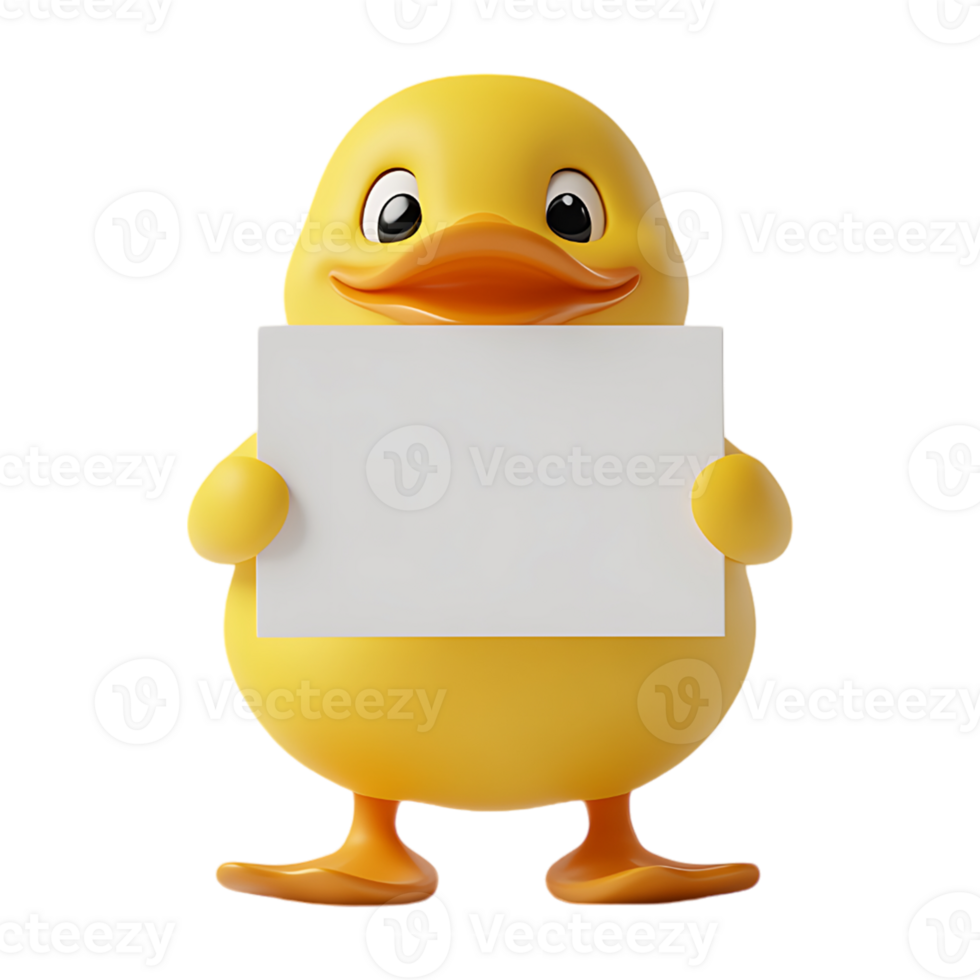 Cartoon duck holding a blank board png