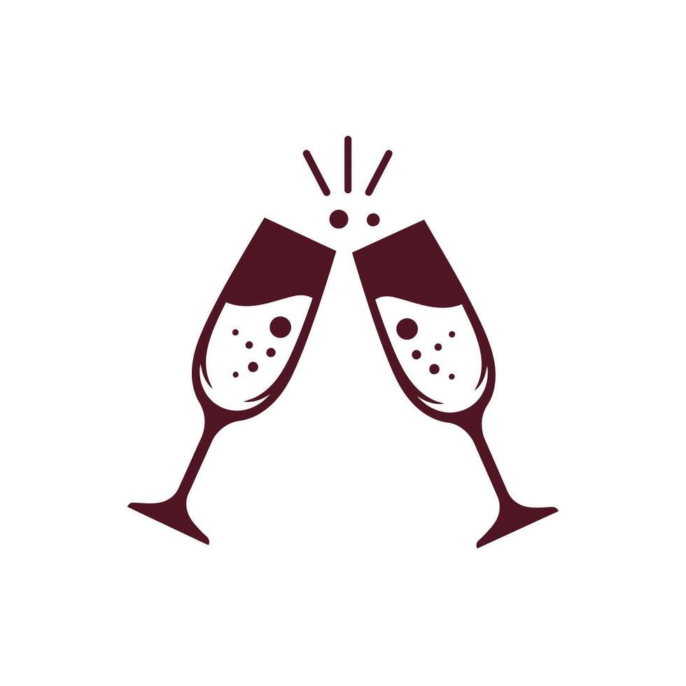 Two glasses of champagne are toasting each other vector