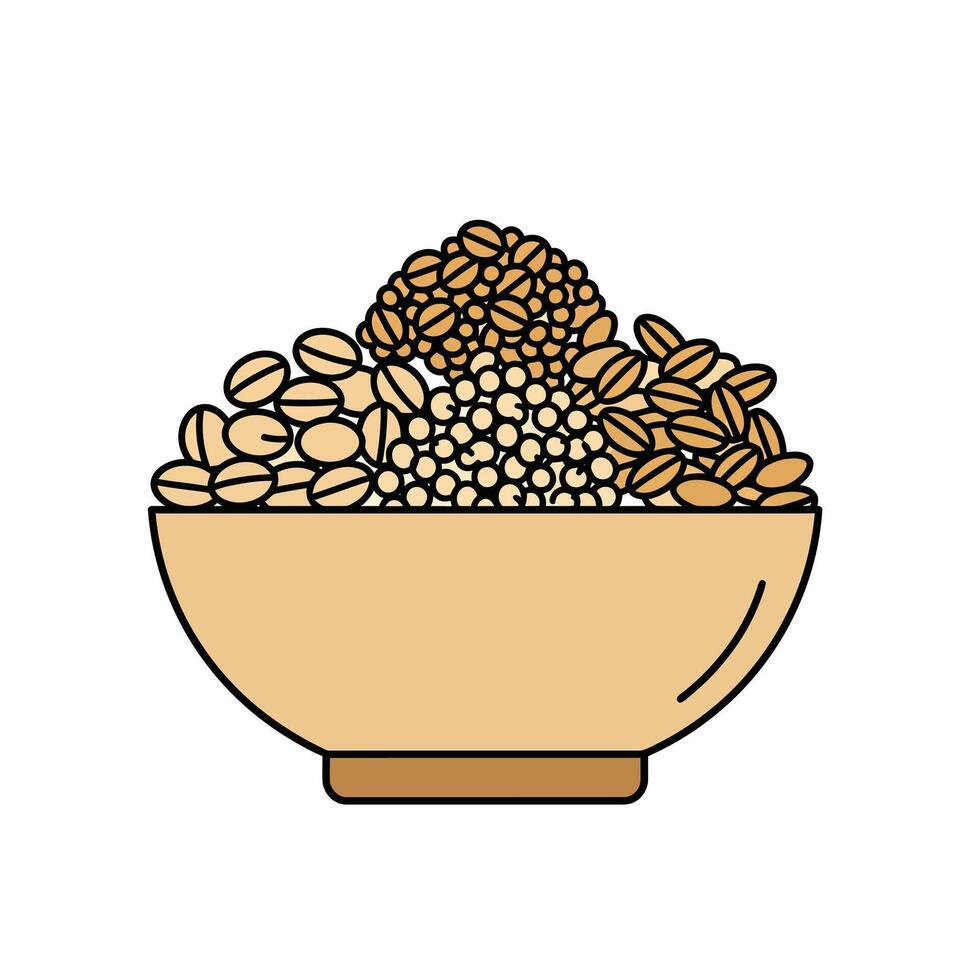 Coffee beans in a bowl illustration vector