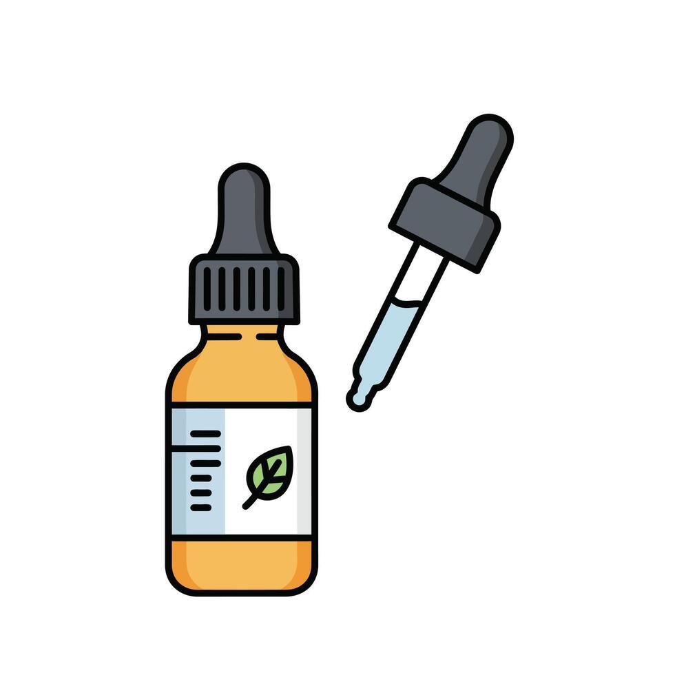 Cbd oil bottle with dropper and dropper vector