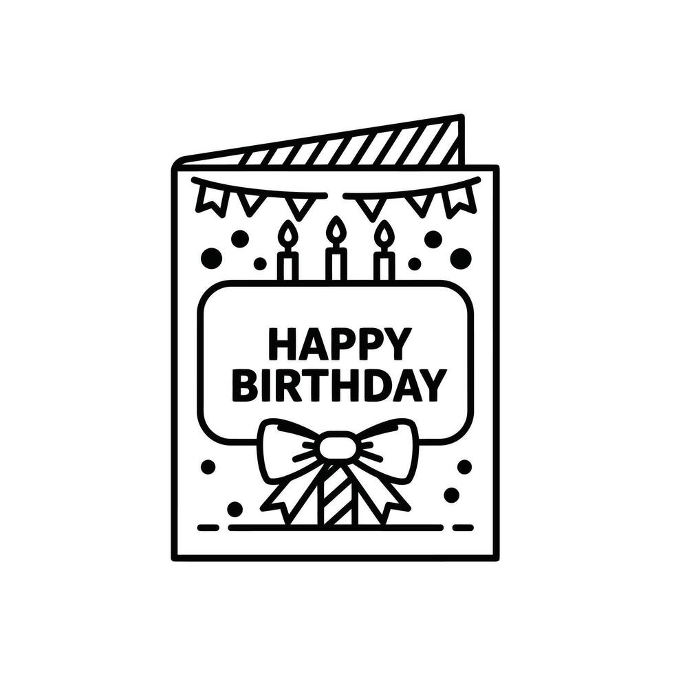Happy birthday card with candles and ribbon vector