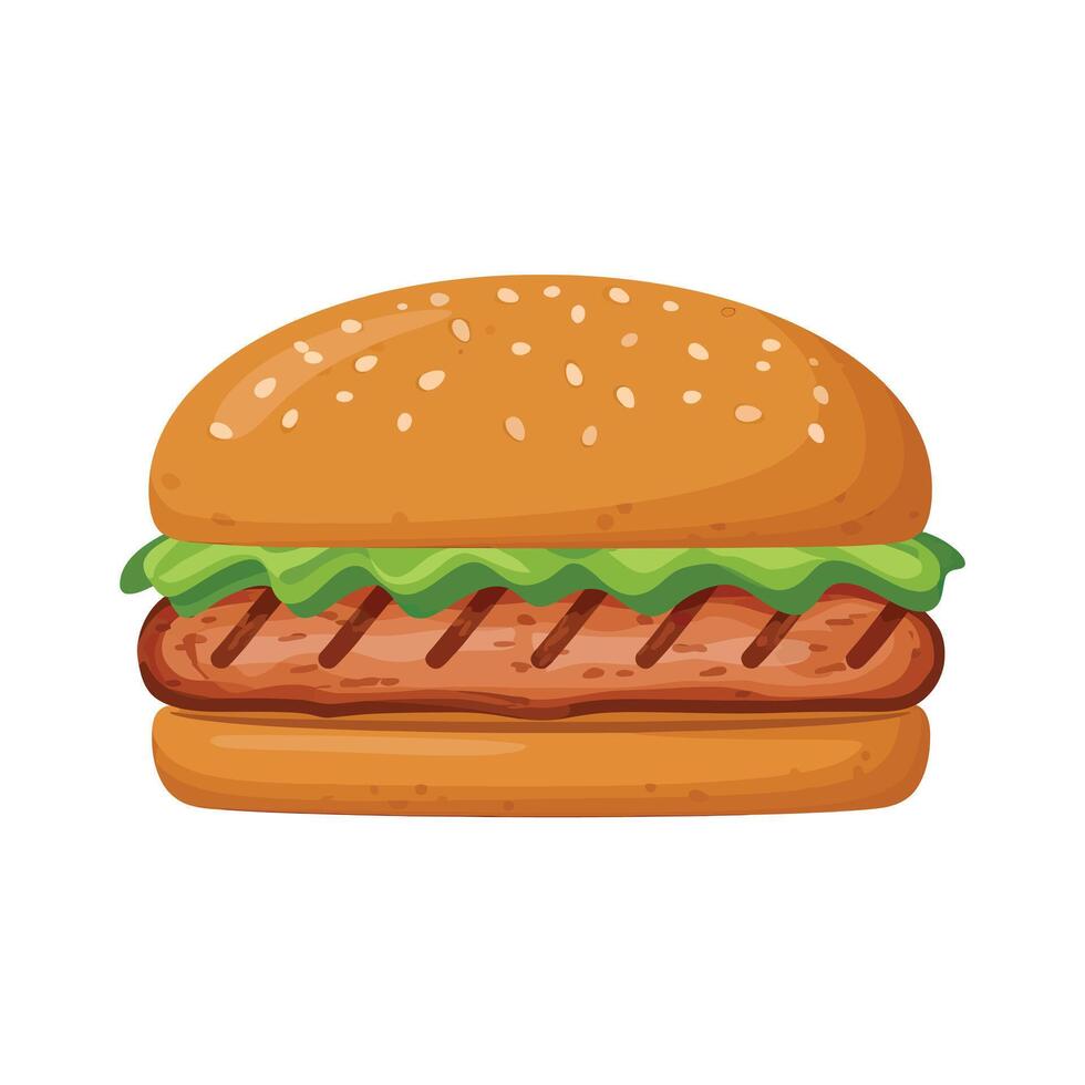 A hamburger with lettuce and cheese on a white background vector