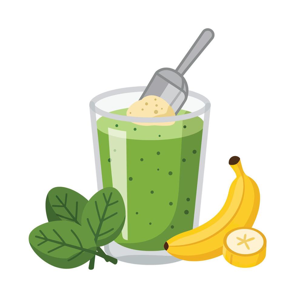 A green smoothie with banana and spinach vector