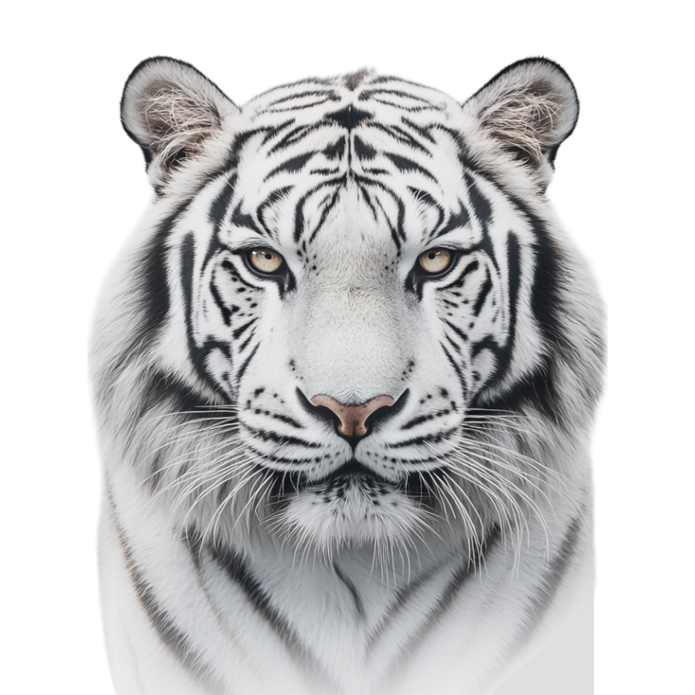 wild white tiger face on transparent background png