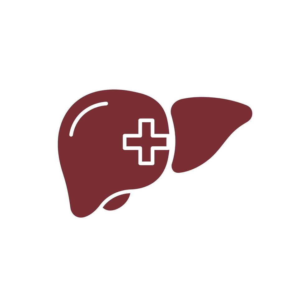 Liver icon with a cross on it vector