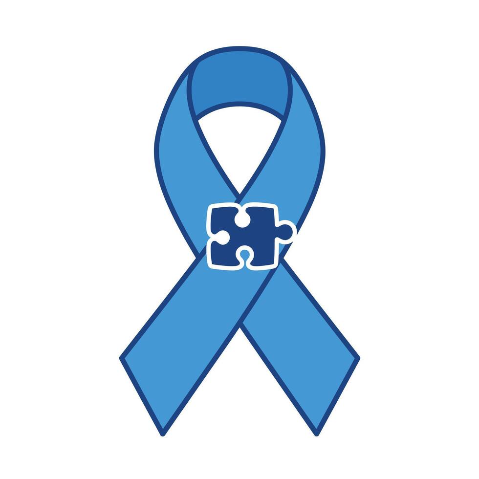 Blue ribbon with puzzle piece vector