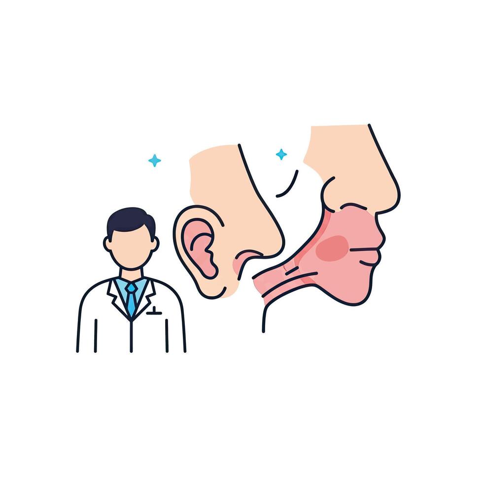 A doctor is looking at a patient's ear vector