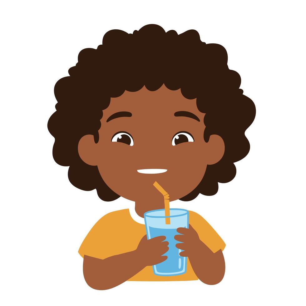 A cartoon boy drinking a drink vector