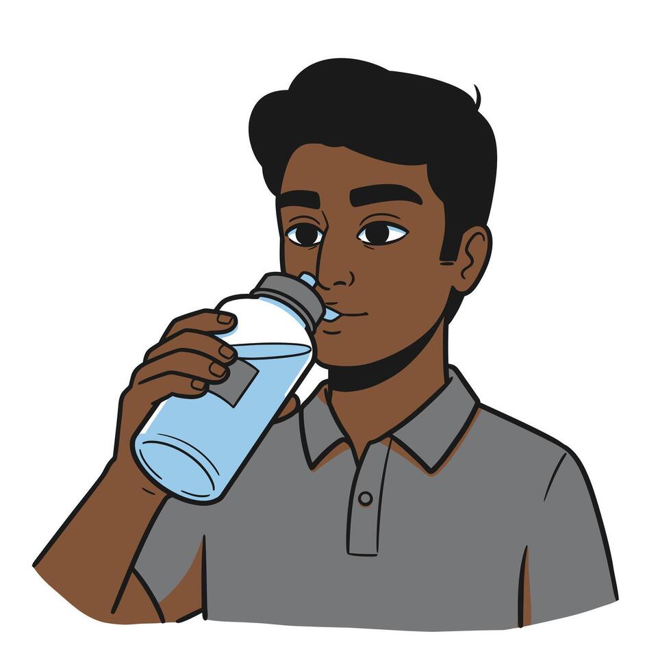 A man drinking water from a bottle vector