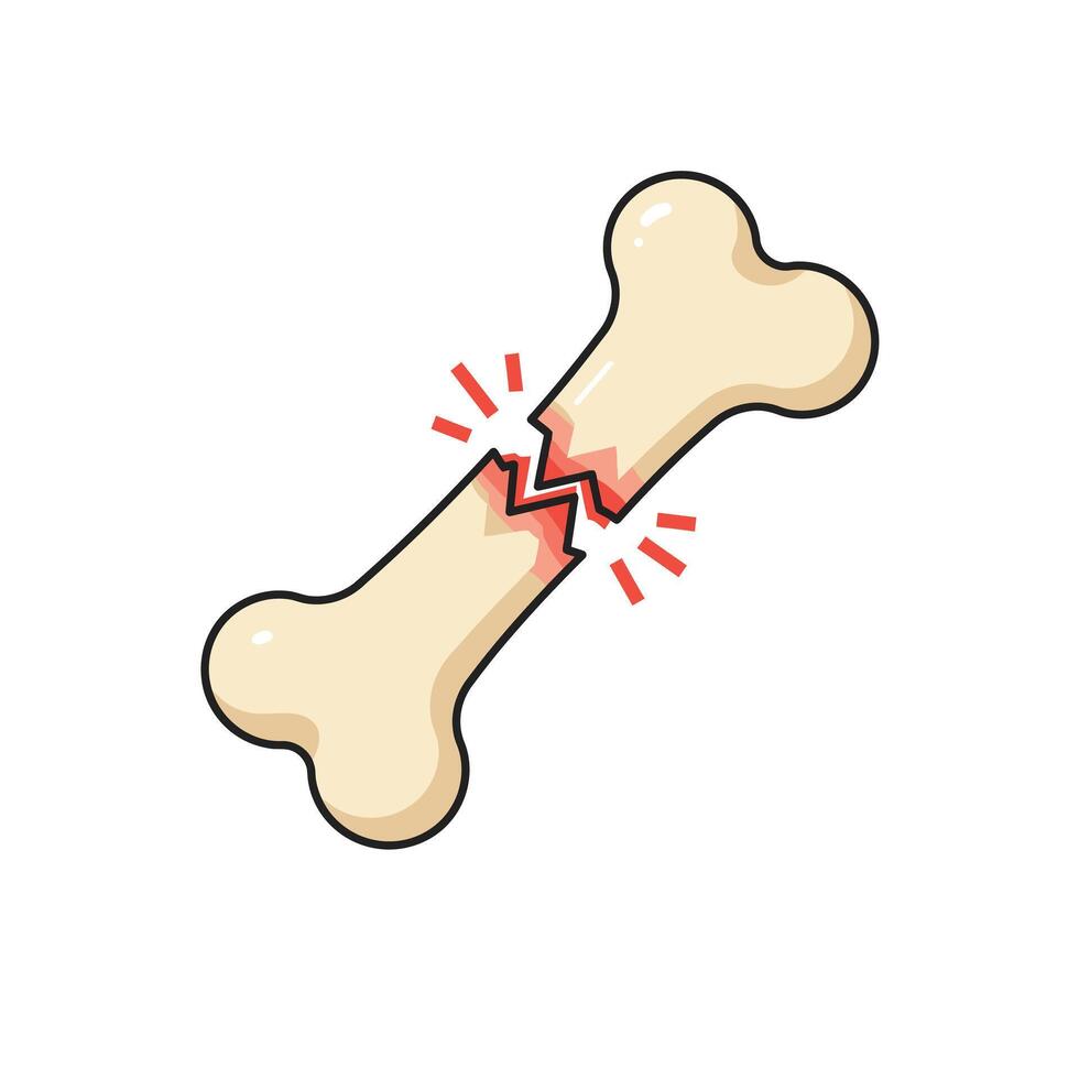 A broken bone with a red cross on it vector
