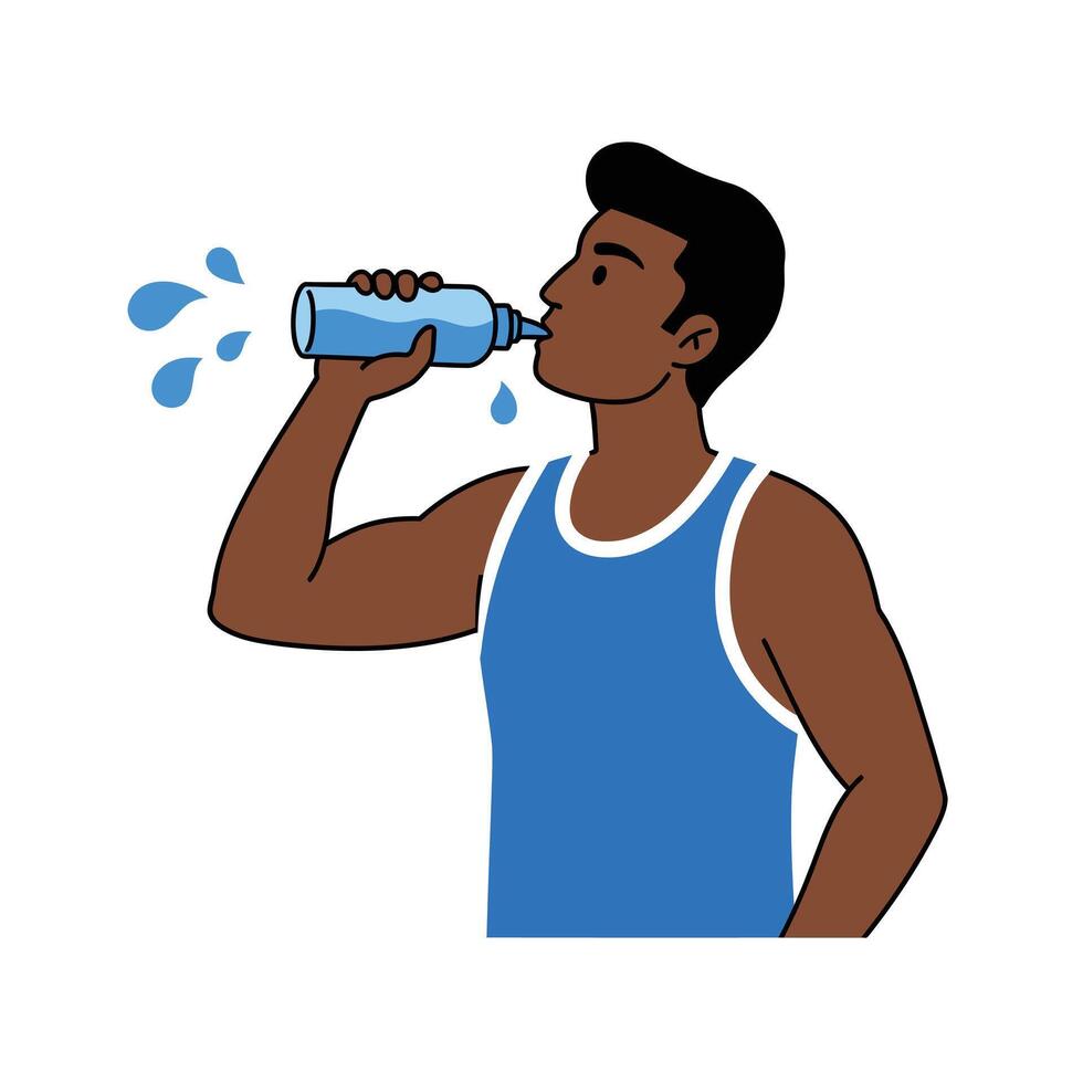 A man drinking water from a bottle vector