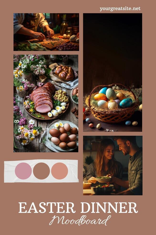 Easter Dinner Moodboard Pinterest Graphic template