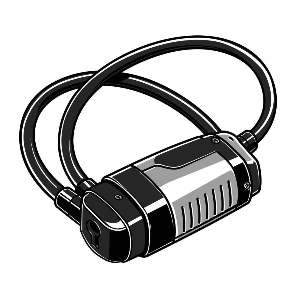 A black and white drawing of a black and white device vector