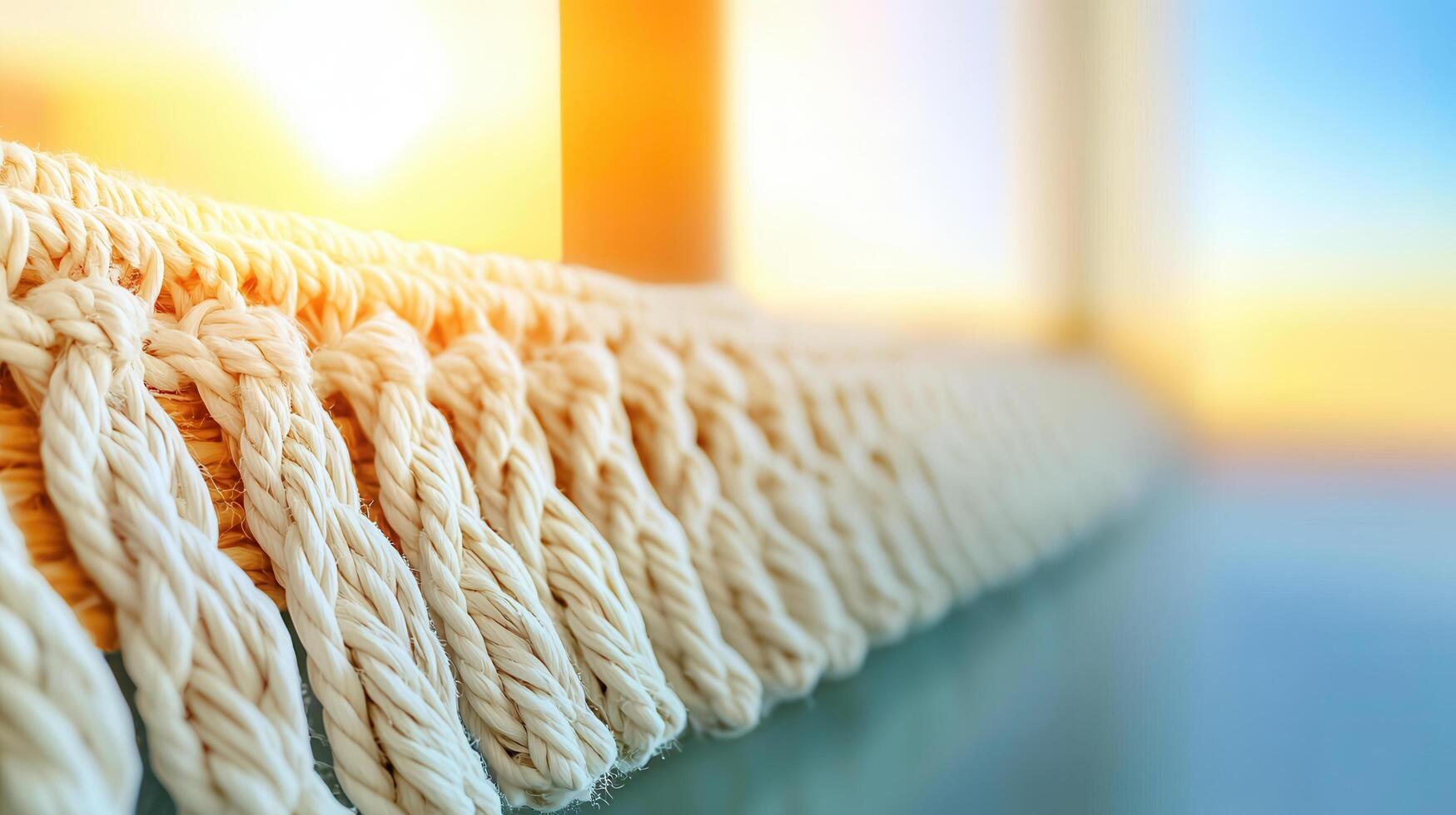 Handcrafted macrame wall hanging with woven textures and natural fibers photo