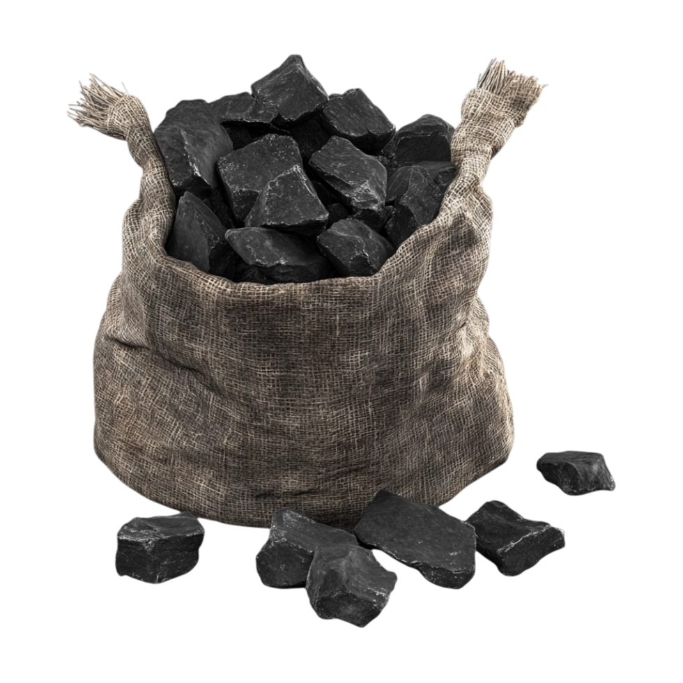 big coal in a sack on a transparent background png