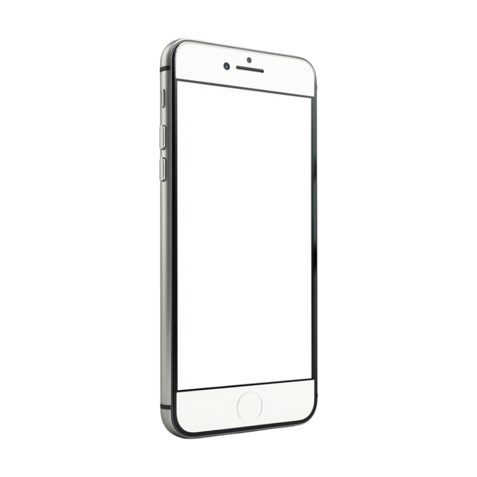 smartphone with blank screen on a transparent background png