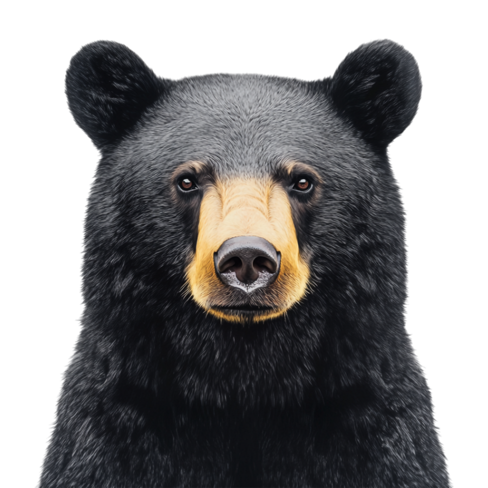young black bear head on transparent background png