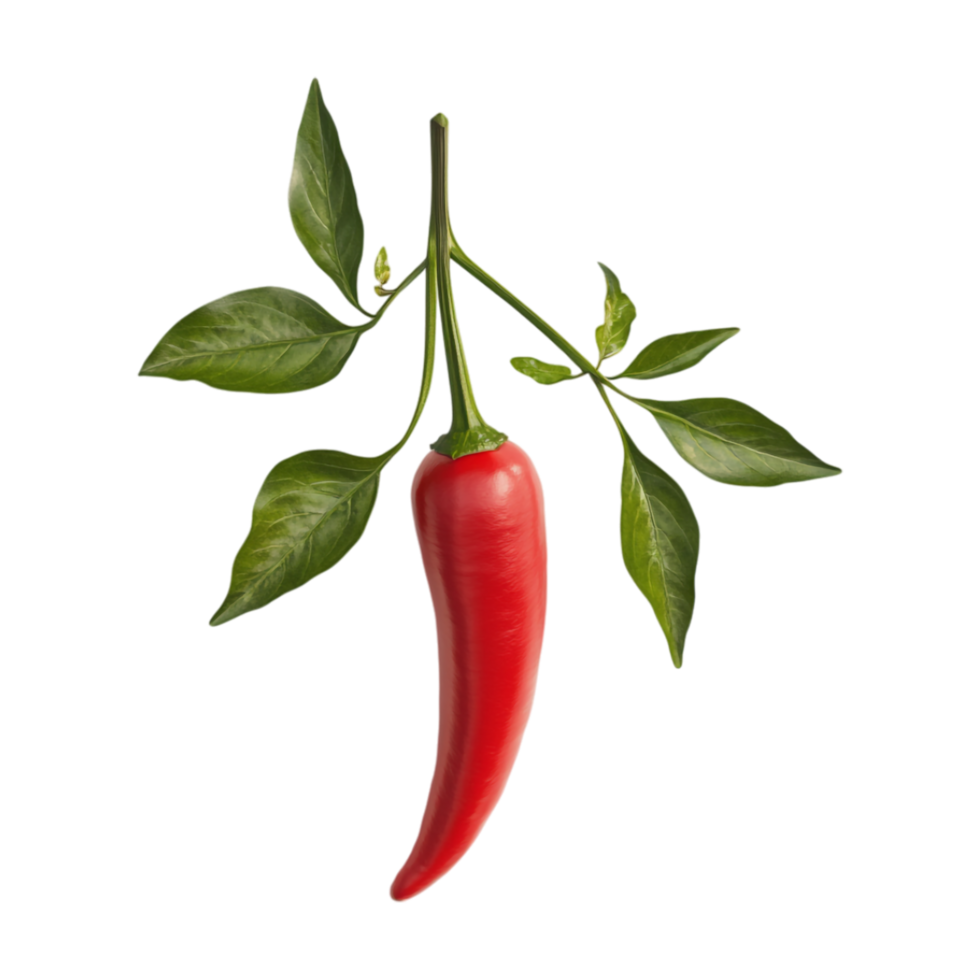 red chili pepper with leaves on a transparent background png