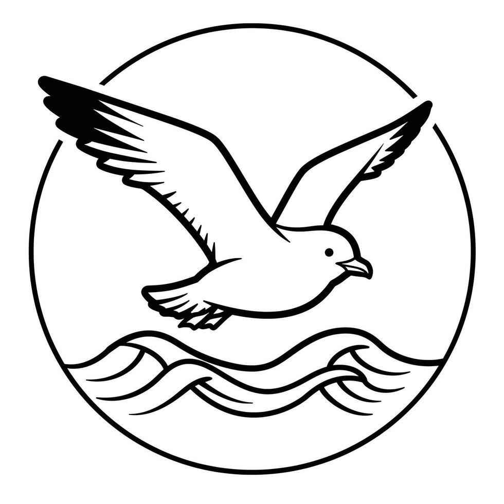 Seagull flying over the sea vector
