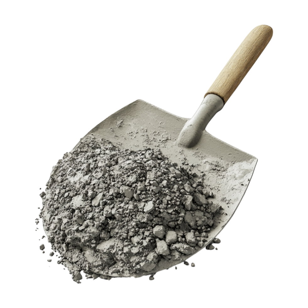 a shovel with a shovel of concrete on a transparent background png