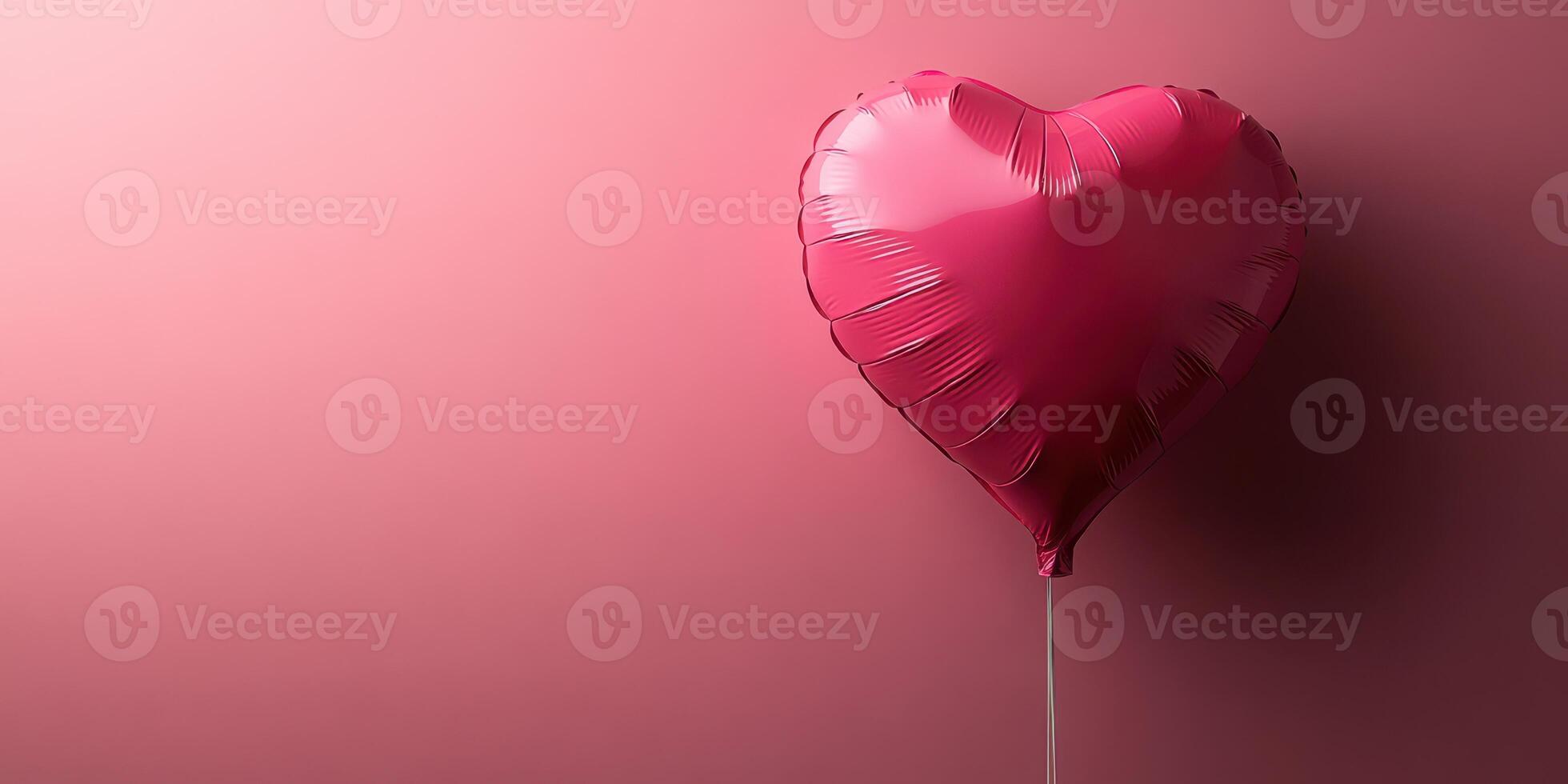 Heart-shaped balloon floats against a soft pink background, symbolizing love and celebration in a joyful atmosphere photo